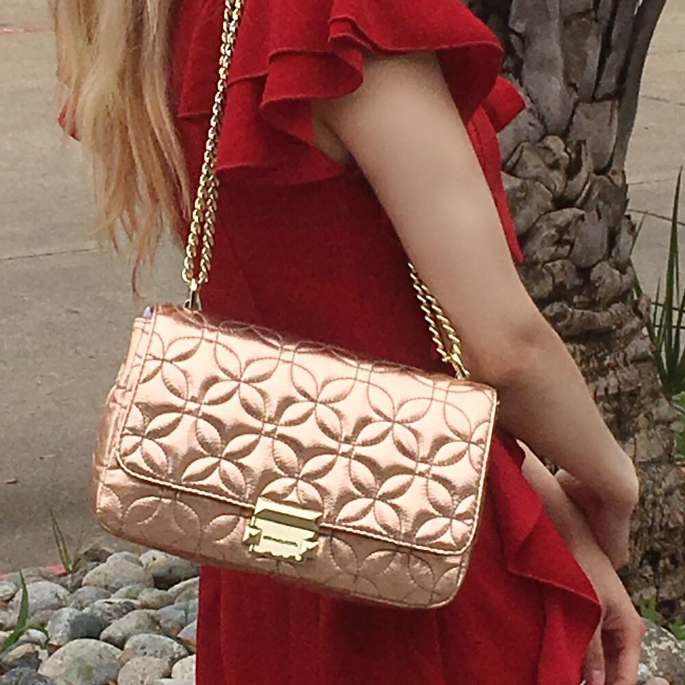 Michael Kors Sloan Quilted Floral Chain Shoulder Bag